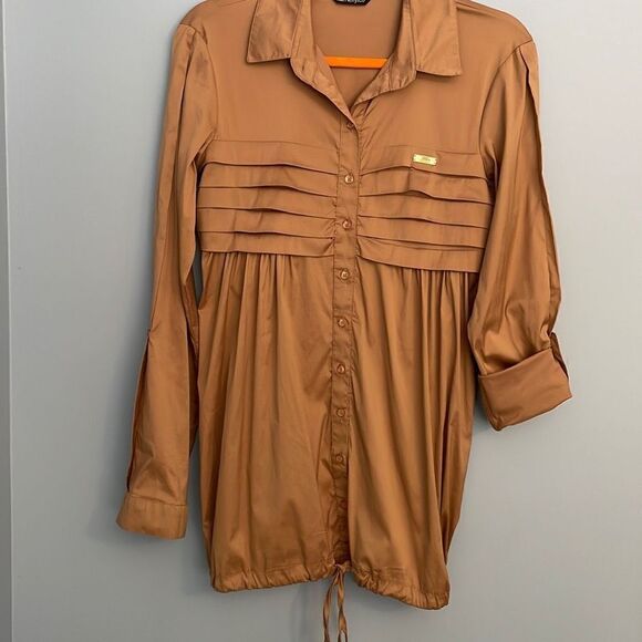 Nelly&Co Accordion Panel Long Sleeve Blouse with Tie 42 - Picture 1 of 7